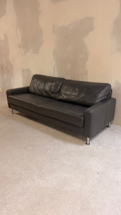 Modernes Ledersofa in dunkelgrau 3-Sitzer