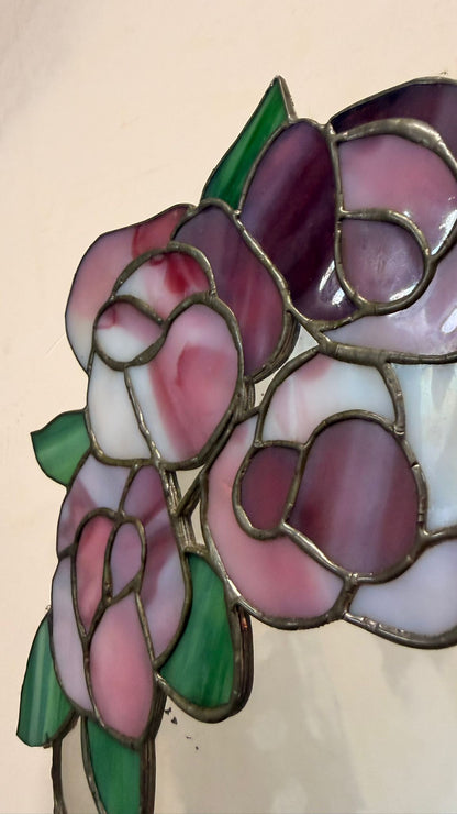 Vintage Spiegel im Tiffany-Stil Buntglasrahmen Rosenmotiv