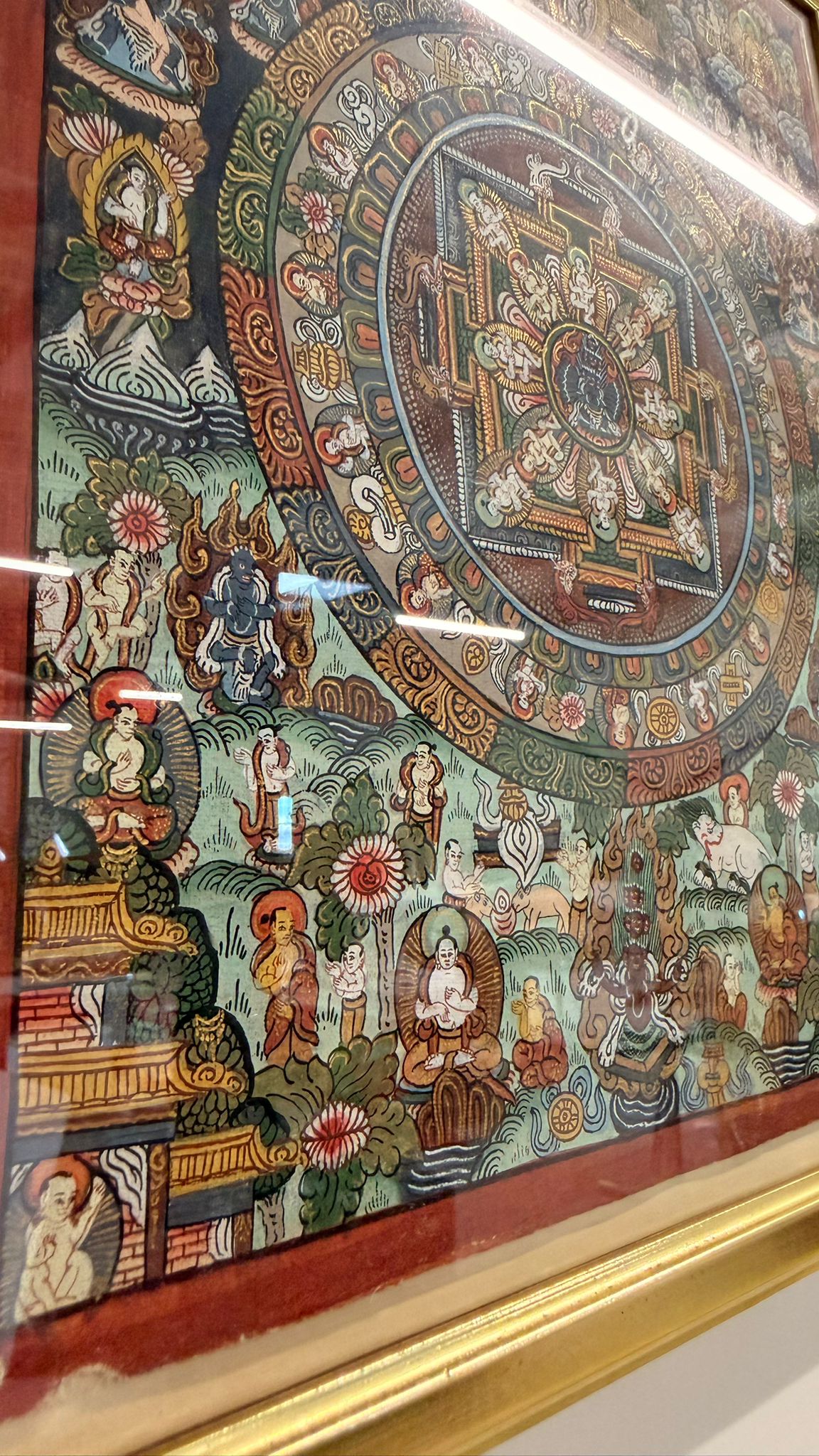 Thangka Mandala Tibet Buddhistische Kunst gerahmt handgemalt
