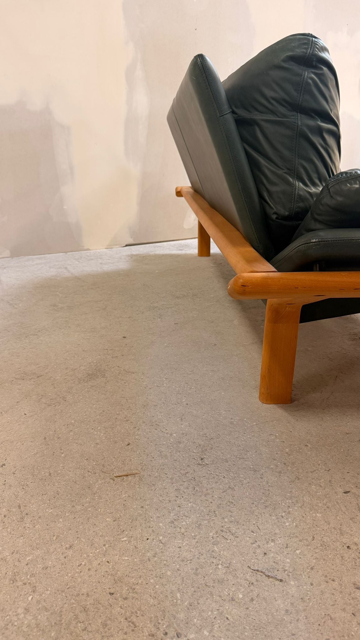 Dänisches 3-Sitzer Sofa aus Teak und dunkelgrünem Leder 70`s