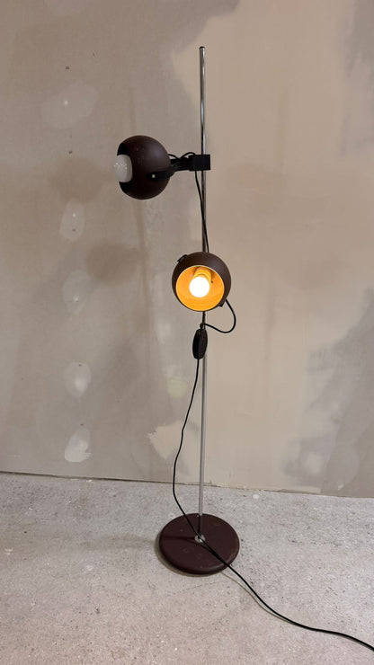 Space Age Stehlampe 2-flammig Augapfel-Spots in Braun Metall