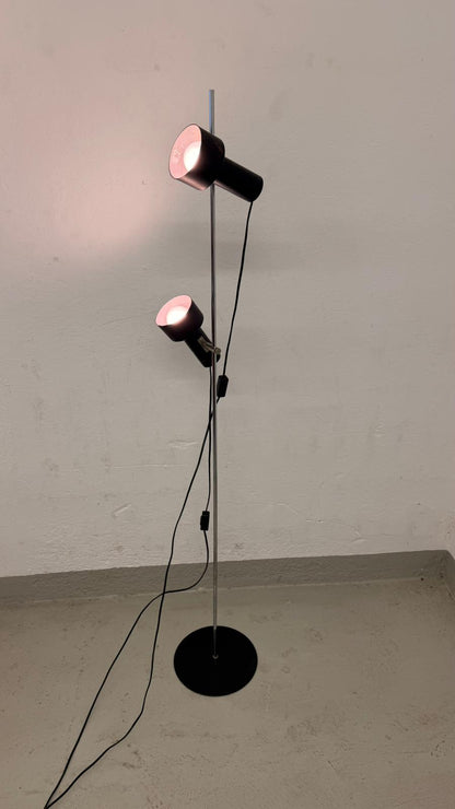 Vintage Spot Stehlampe 2-flammig Metall schwarz, verstellbar