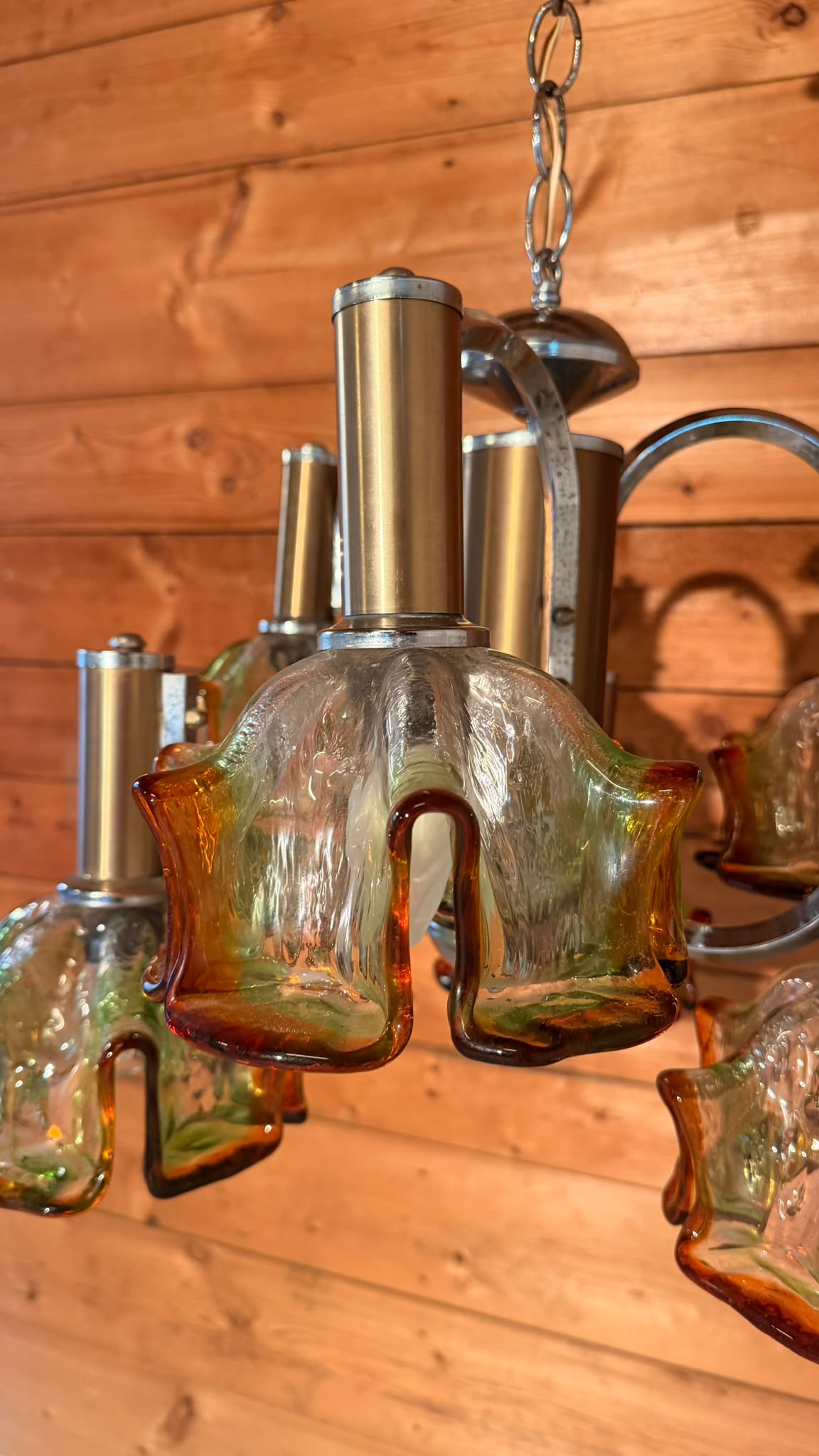 Italienische Vintage Murano Glas Hängelampe von Mazzega 70er