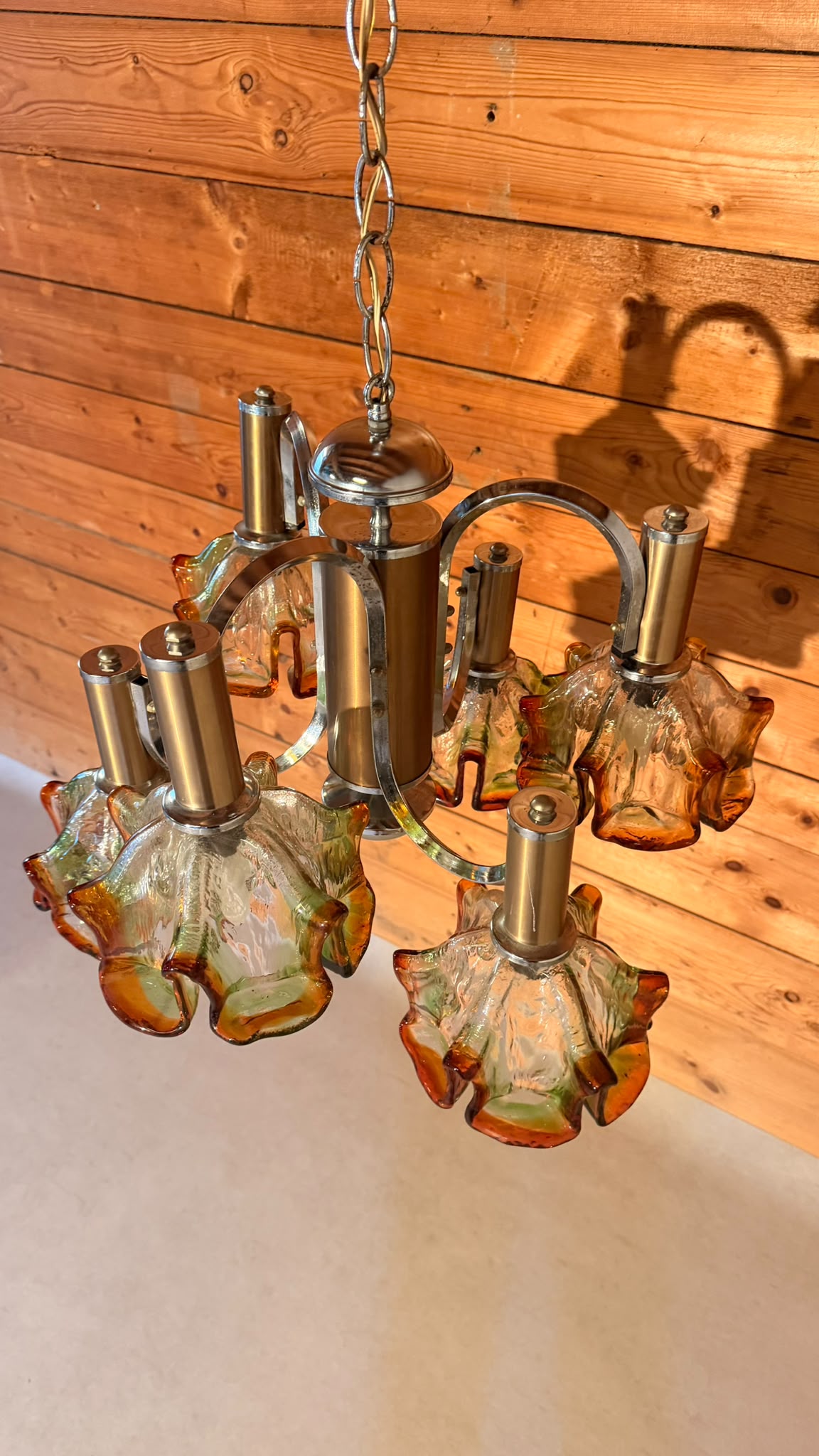 Italienische Vintage Murano Glas Hängelampe von Mazzega 70er