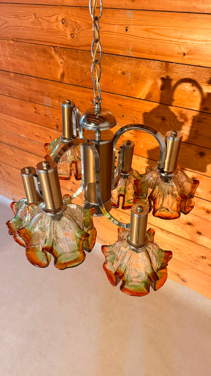Italienische Vintage Murano Glas Hängelampe von Mazzega 70er