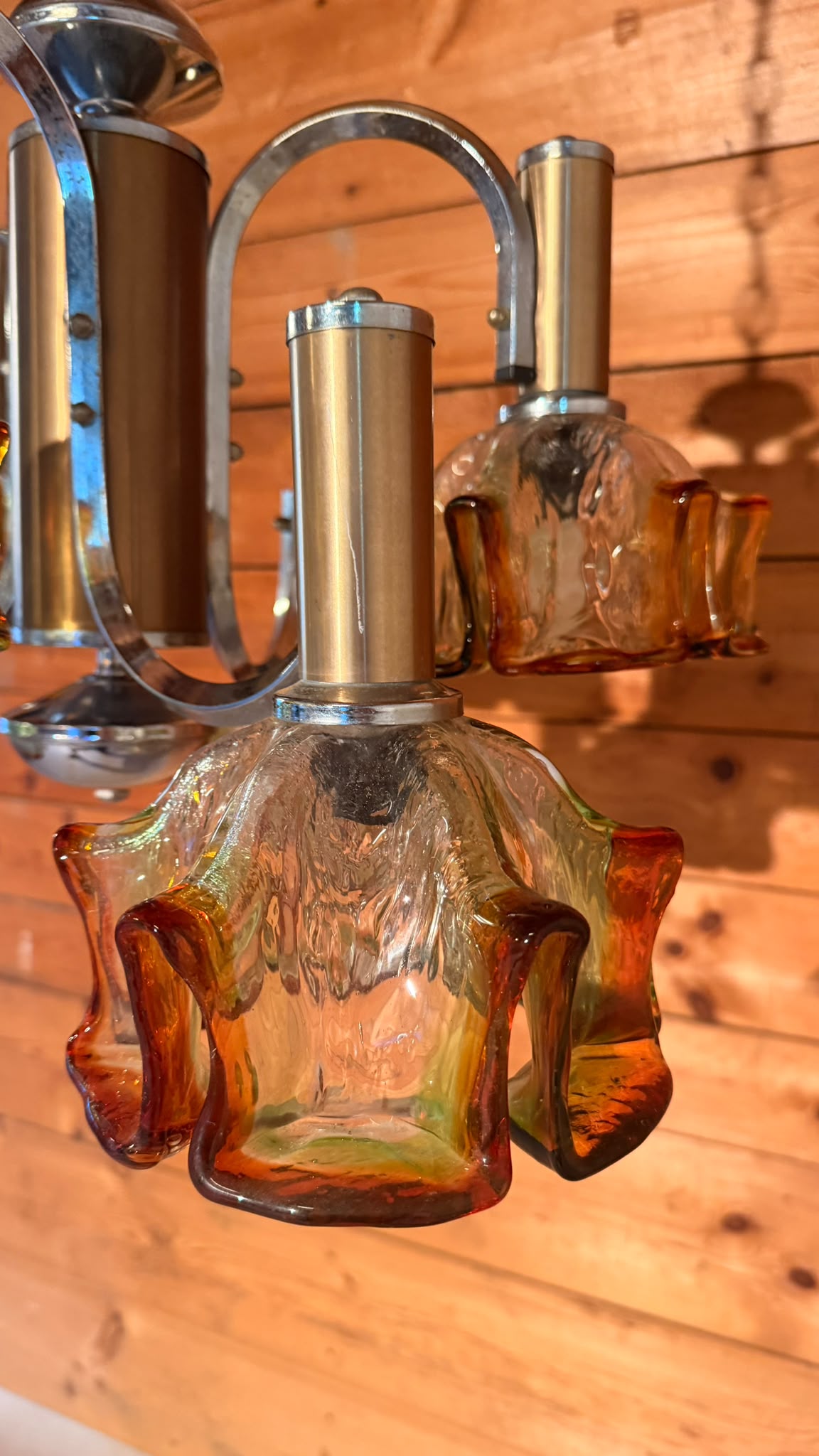 Italienische Vintage Murano Glas Hängelampe von Mazzega 70er