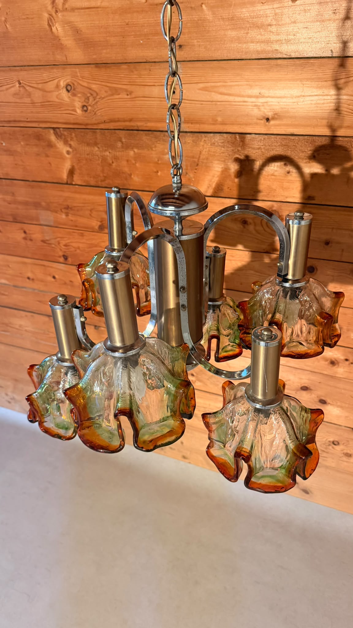 Italienische Vintage Murano Glas Hängelampe von Mazzega 70er