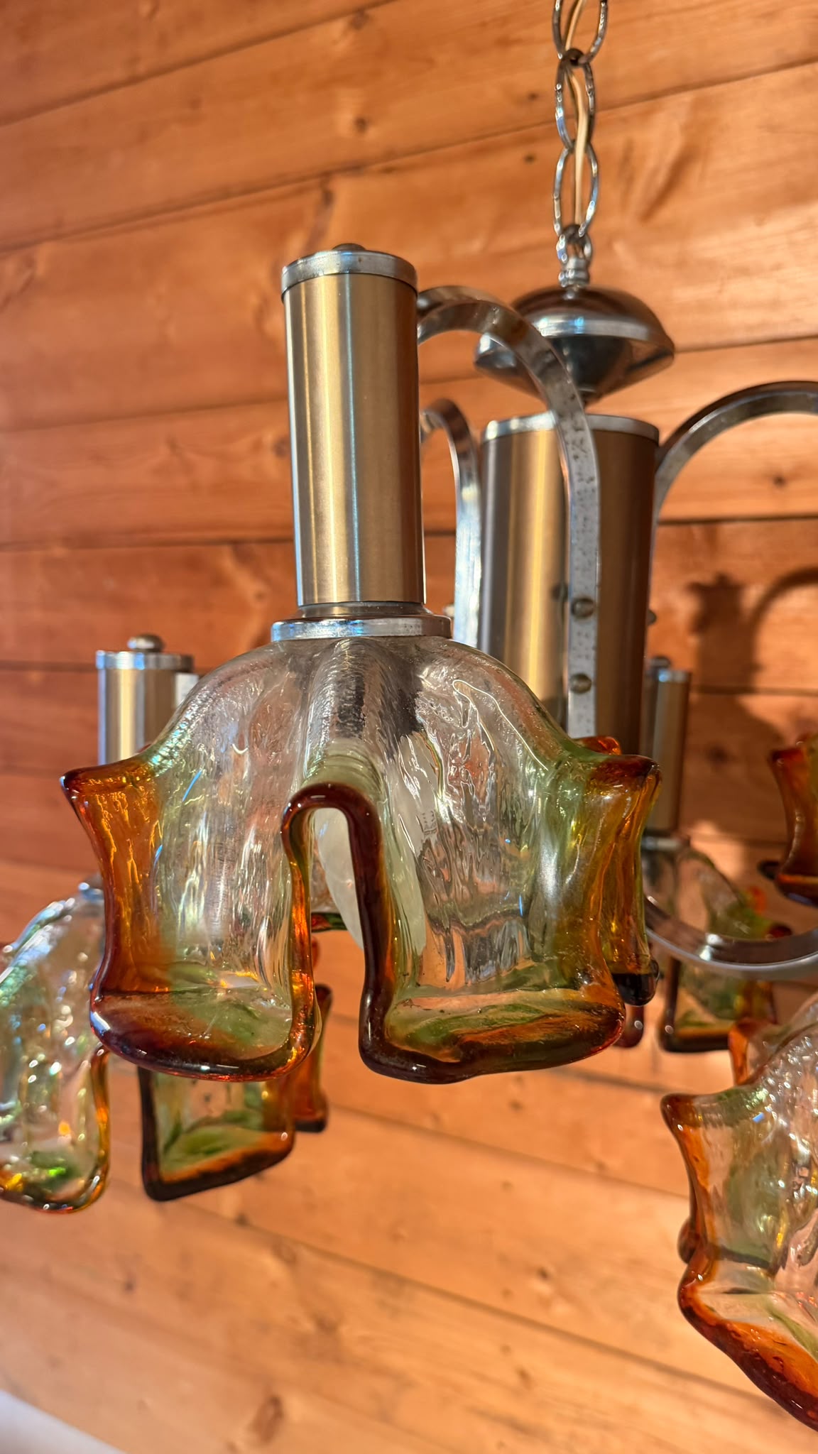 Italienische Vintage Murano Glas Hängelampe von Mazzega 70er