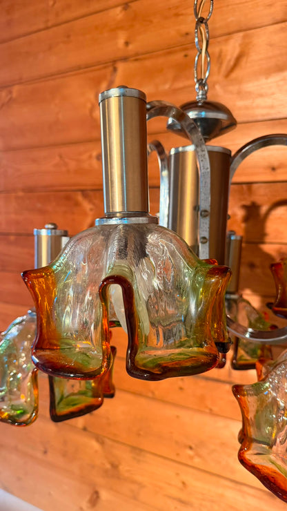 Italienische Vintage Murano Glas Hängelampe von Mazzega 70er