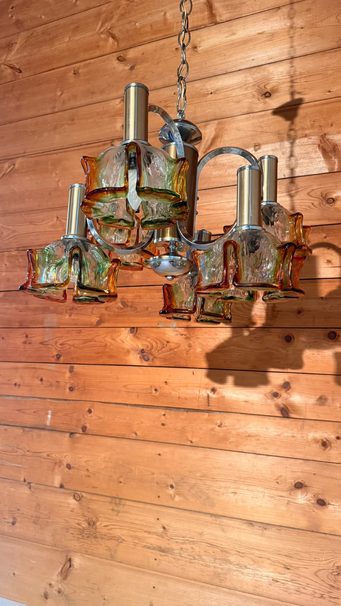 Italienische Vintage Murano Glas Hängelampe von Mazzega 70er