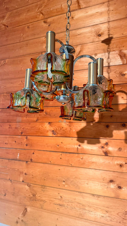 Italienische Vintage Murano Glas Hängelampe von Mazzega 70er