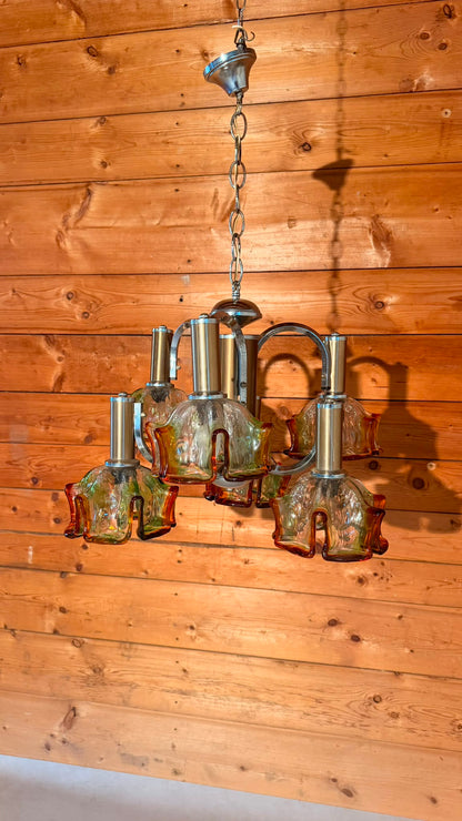 Italienische Vintage Murano Glas Hängelampe von Mazzega 70er