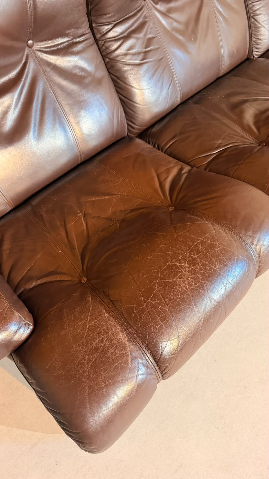 Vintage Modular Leder Sofa 3-Sitzer in braun aus den 70/80er