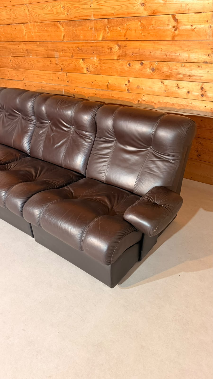 Vintage Modular Leder Sofa 3-Sitzer in braun aus den 70/80er