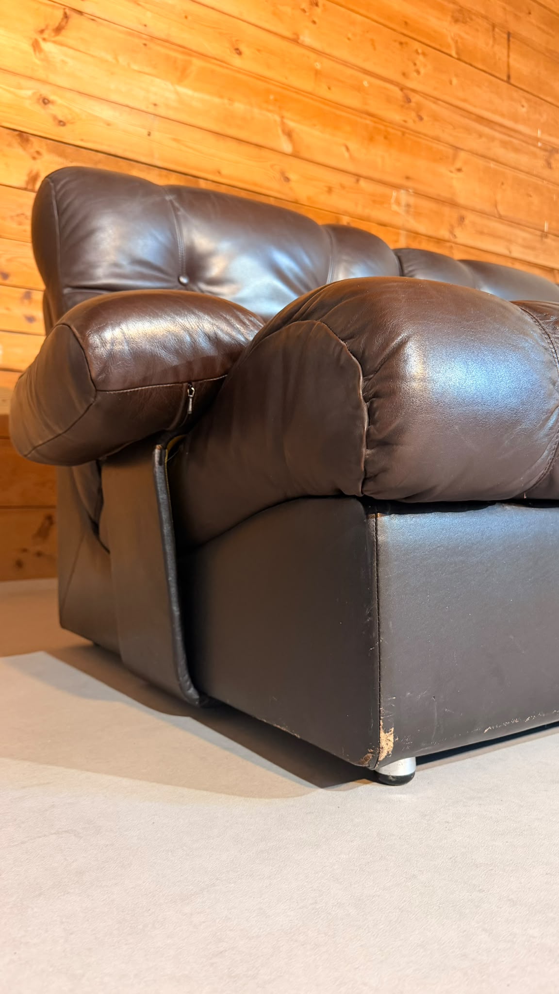 Vintage Modular Leder Sofa 2-Sitzer in braun aus den 70/80er