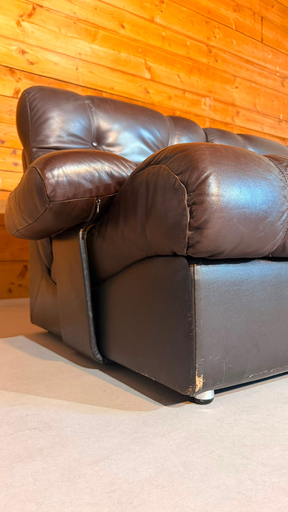 Vintage Modular Leder Sofa 2-Sitzer in braun aus den 70/80er