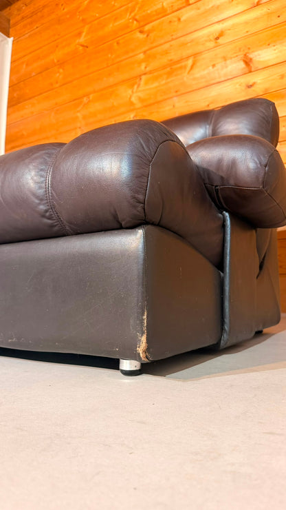 Vintage Modular Leder Sofa 2-Sitzer in braun aus den 70/80er