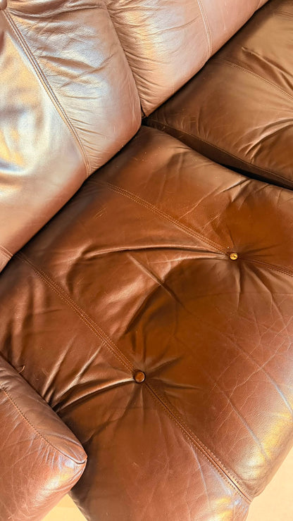 Vintage Modular Leder Sofa 2-Sitzer in braun aus den 70/80er