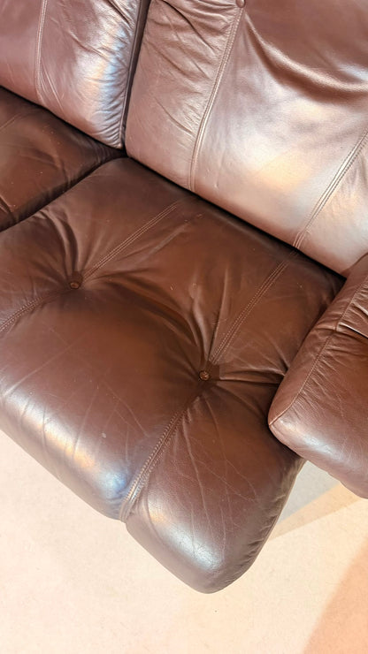 Vintage Modular Leder Sofa 2-Sitzer in braun aus den 70/80er