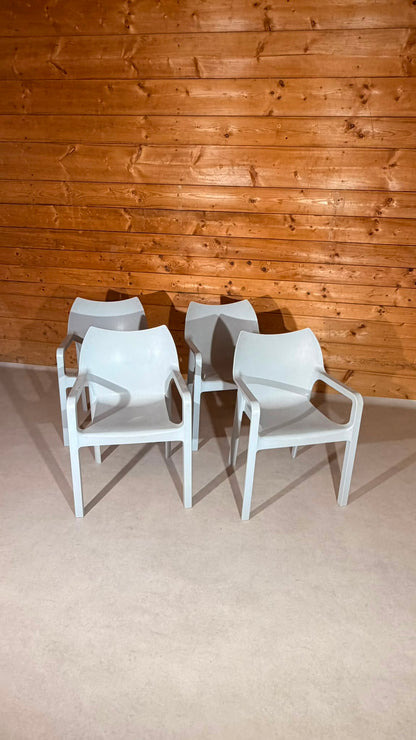 4er Set Design Armlehnstühle stapelbar Outdoor CLP Diva grau