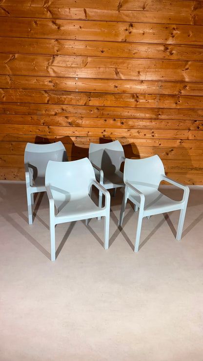 4er Set Design Armlehnstühle stapelbar Outdoor CLP Diva grau