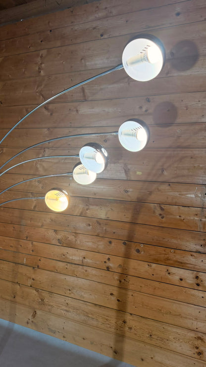 Design Bogenlampe 5-flammig Chrom mit Marmorfuss