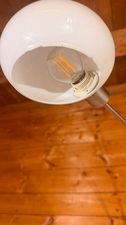 Design Bogenlampe 5-flammig Marmorfuss und Glaslampenschirm