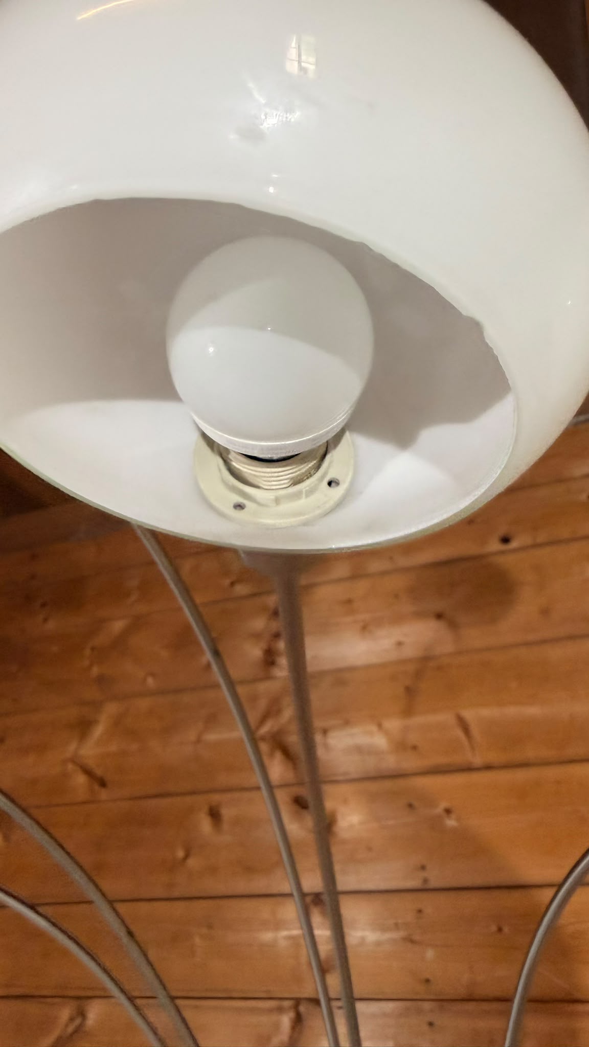 Design Bogenlampe 5-flammig Marmorfuss und Glaslampenschirm