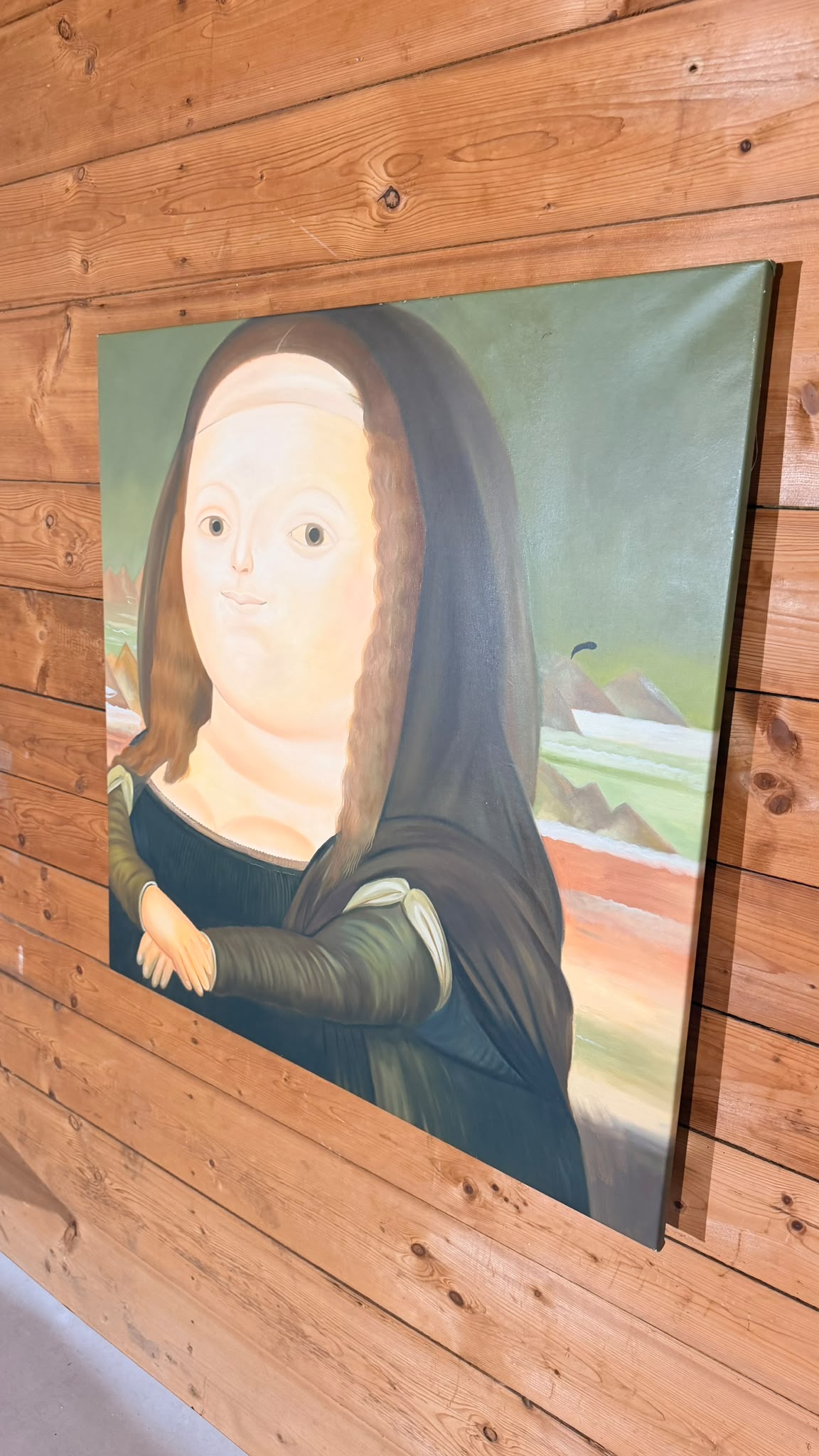 Mona Lisa im Botero Stil Leinwandbild XXL