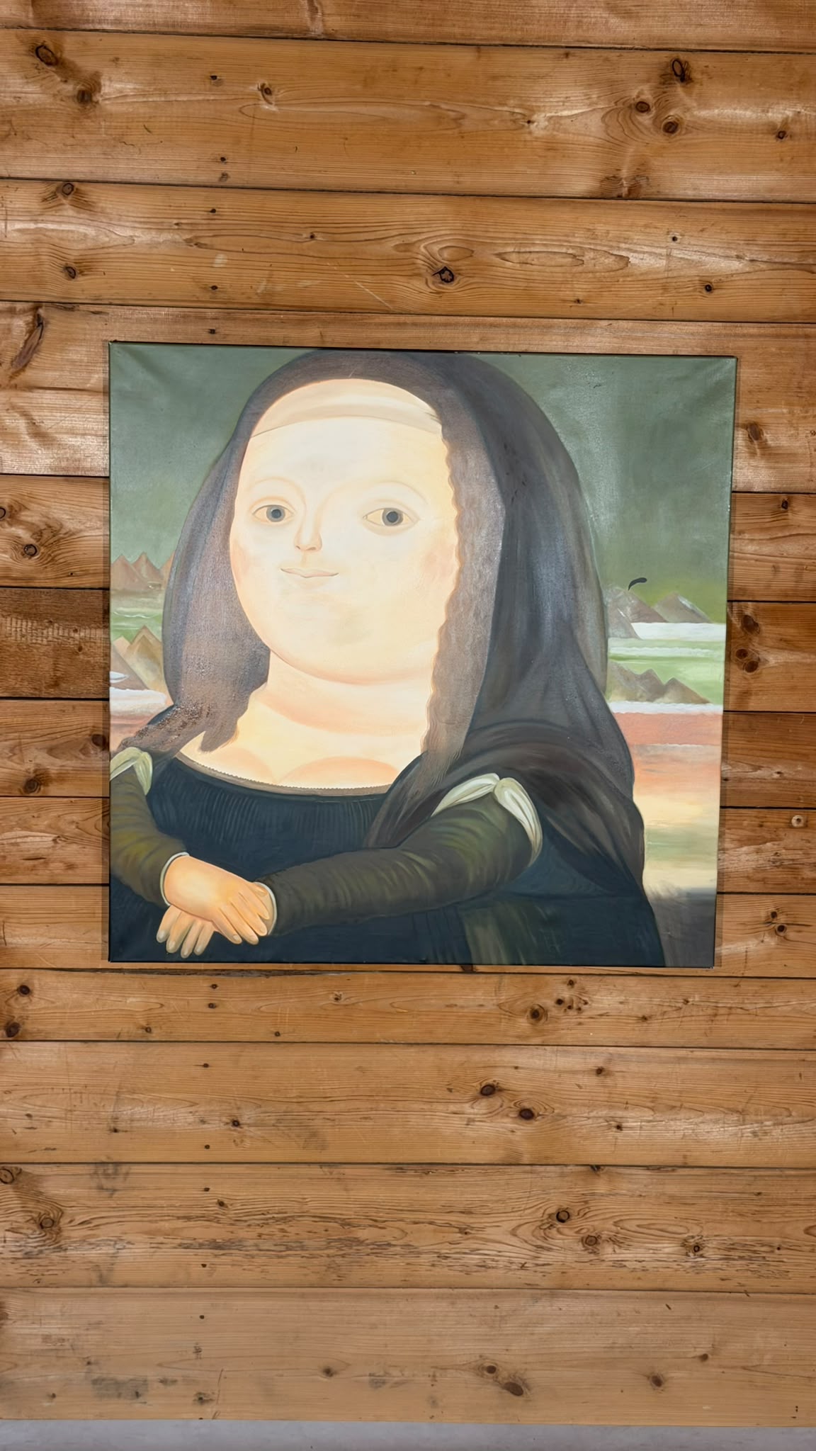 Mona Lisa im Botero Stil Leinwandbild XXL