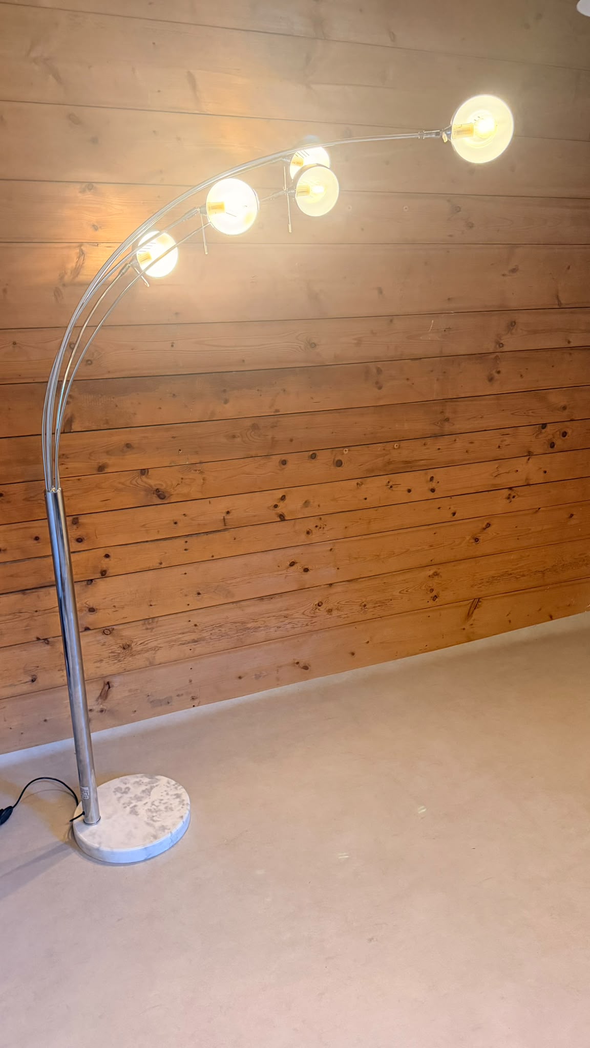 5-flammige Bogenlampe Chrom mit Marmorfuss