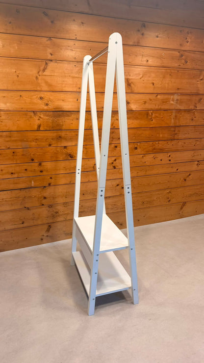 Offene Garderobe in Weiss mit Kleiderstange & Ablagen