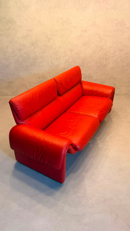 Rotes De Sede DS-2011 Ledersofa aus den 80`s