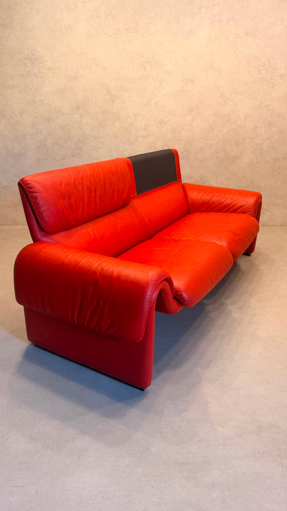 Rotes De Sede DS-2011 Ledersofa aus den 80`s