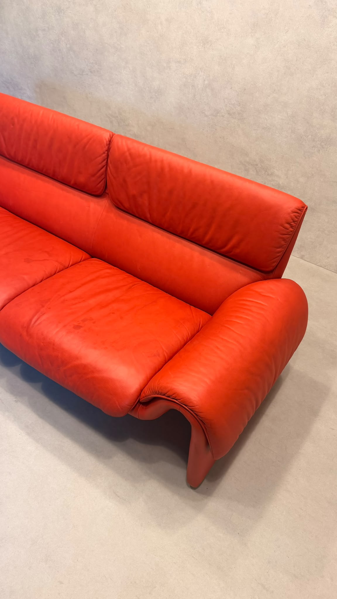 Rotes De Sede DS-2011 Ledersofa aus den 80`s