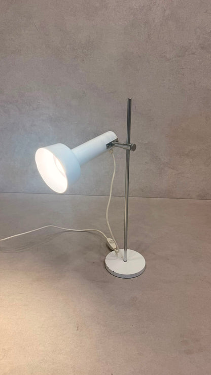 Space Age Tischlampe Weiss Chrom 70er Jahre