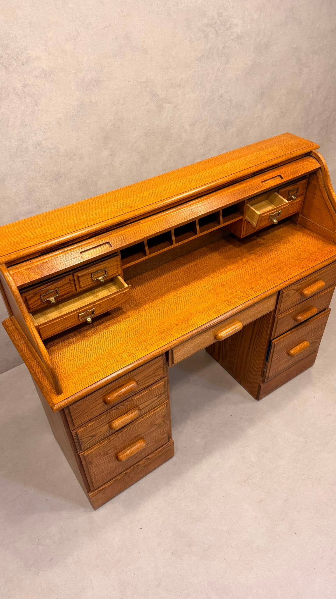 Vintage Rollpult Schreibtisch Sekretär aus Eiche