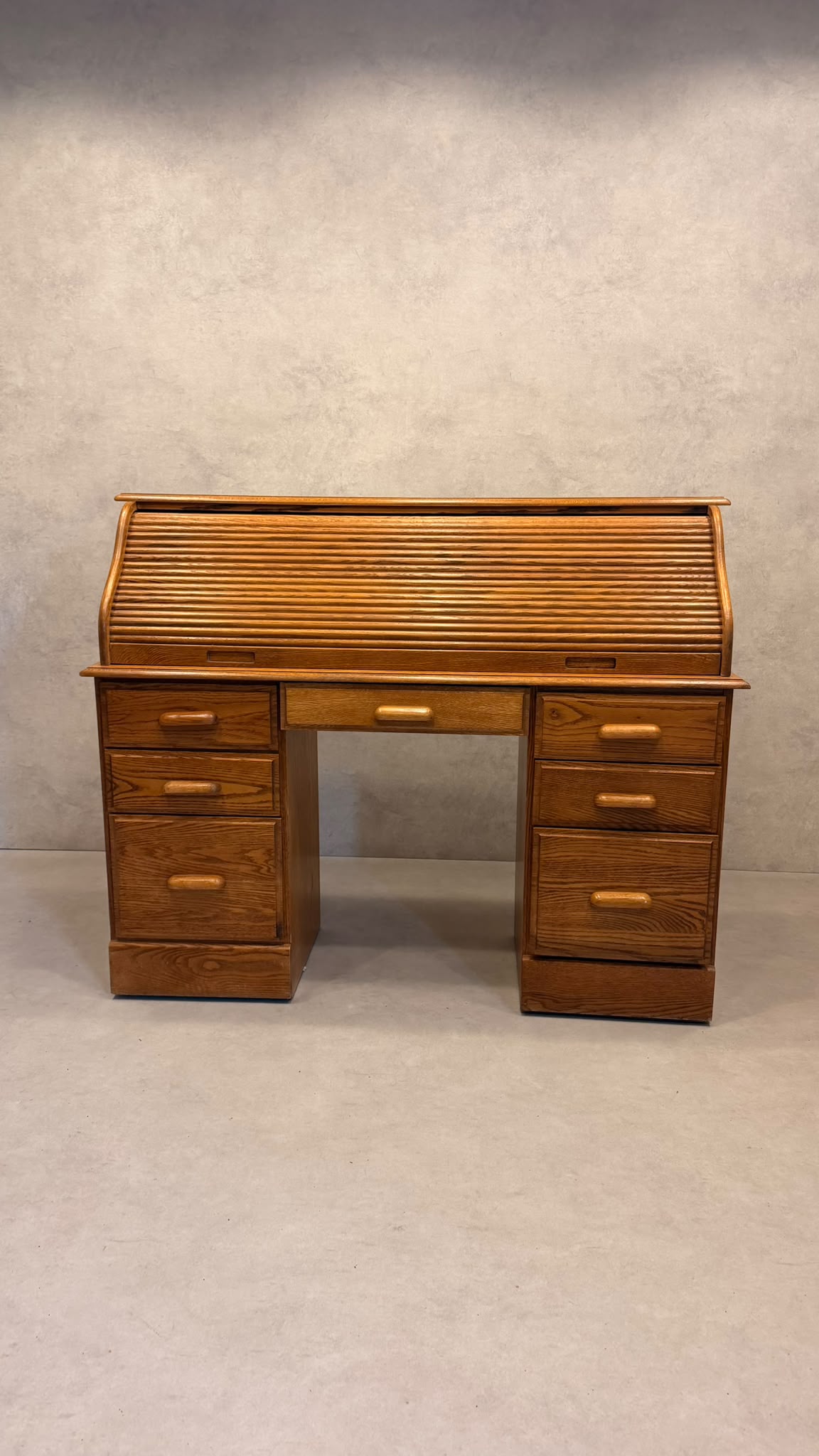 Vintage Rollpult Schreibtisch Sekretär aus Eiche
