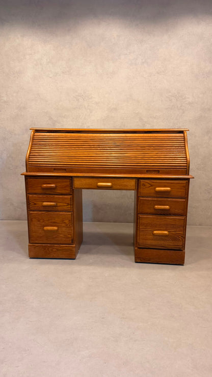 Vintage Rollpult Schreibtisch Sekretär aus Eiche