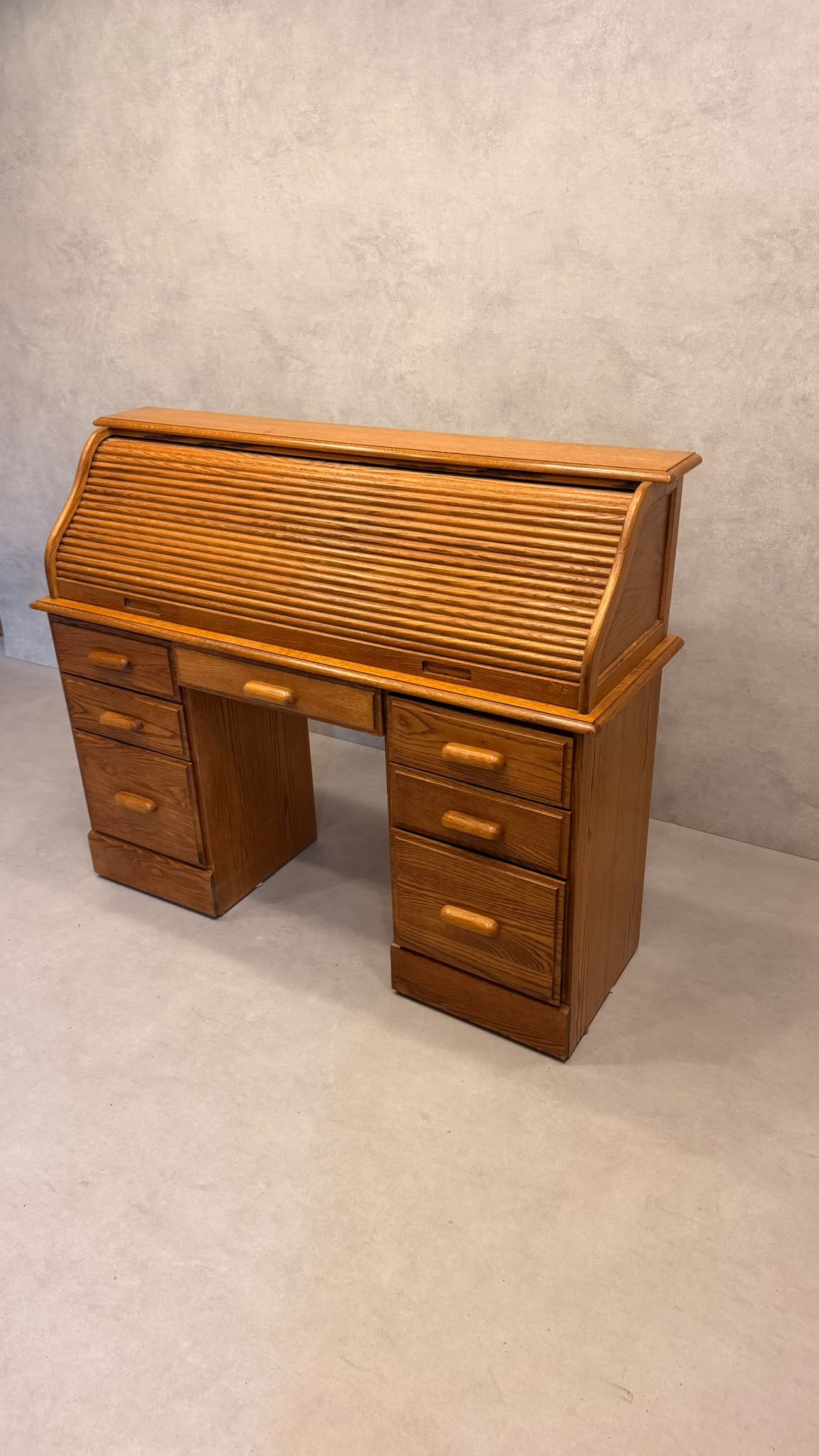 Vintage Rollpult Schreibtisch Sekretär aus Eiche