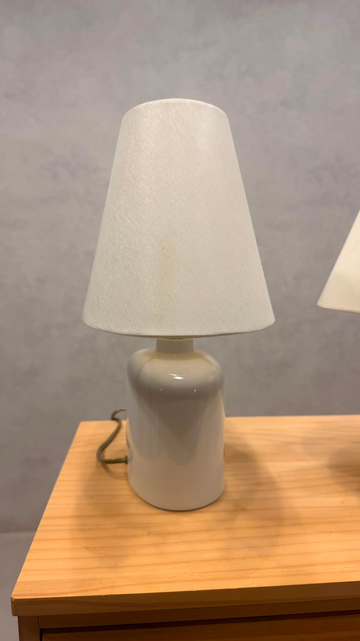 Vintage Keramik Tischlampe Mohnblumen Motiv & Stoffschirm