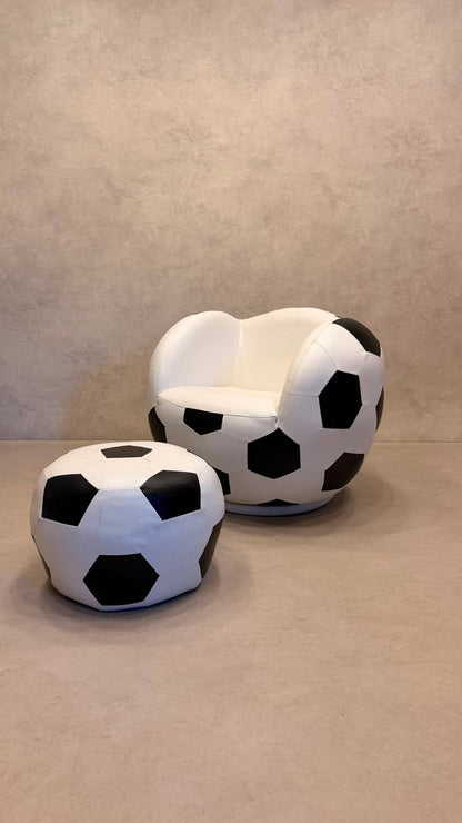 Design Fussball Sessel drehbar mit passendem Hocker