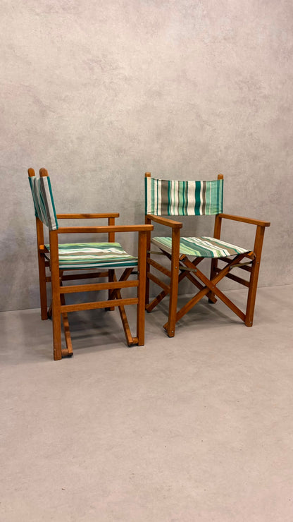 2er-Set Vintage Regiestühle aus nachhaltigem Echtholz