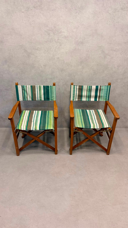 2er-Set Vintage Regiestühle aus nachhaltigem Echtholz