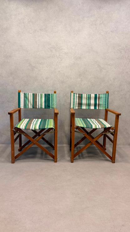 2er-Set Vintage Regiestühle aus nachhaltigem Echtholz