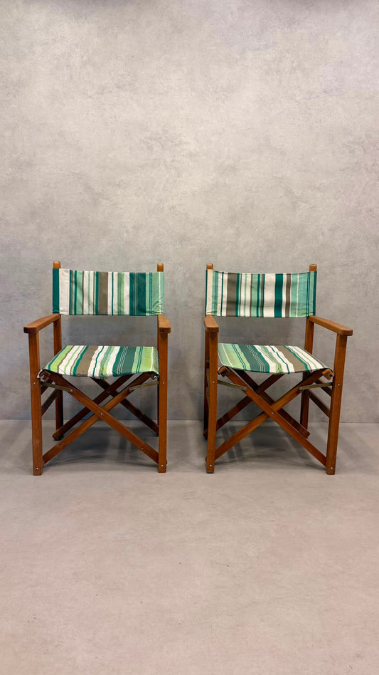 2er-Set Vintage Regiestühle aus nachhaltigem Echtholz