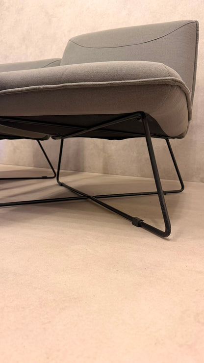 Eleganter Design Sessel Grau mit Metallgestell, 3x
