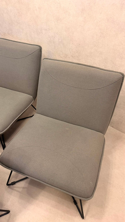 Eleganter Design Sessel Grau mit Metallgestell, 3x