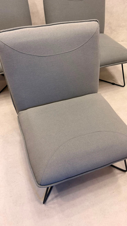 Eleganter Design Sessel Grau mit Metallgestell, 3x