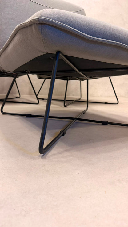 Eleganter Design Sessel Grau mit Metallgestell, 3x